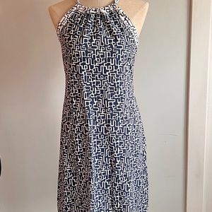 J.McLAUGHLIN WOMENS SWIM COVER UP, NAVY &WHITE GEOMETRIC DESIGN SIZE SMALL